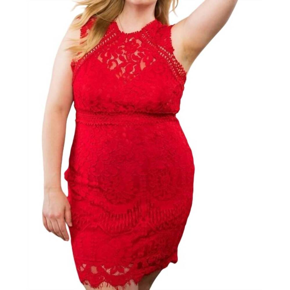 NEW MAINSTRIP crochet lace dress - plus in red